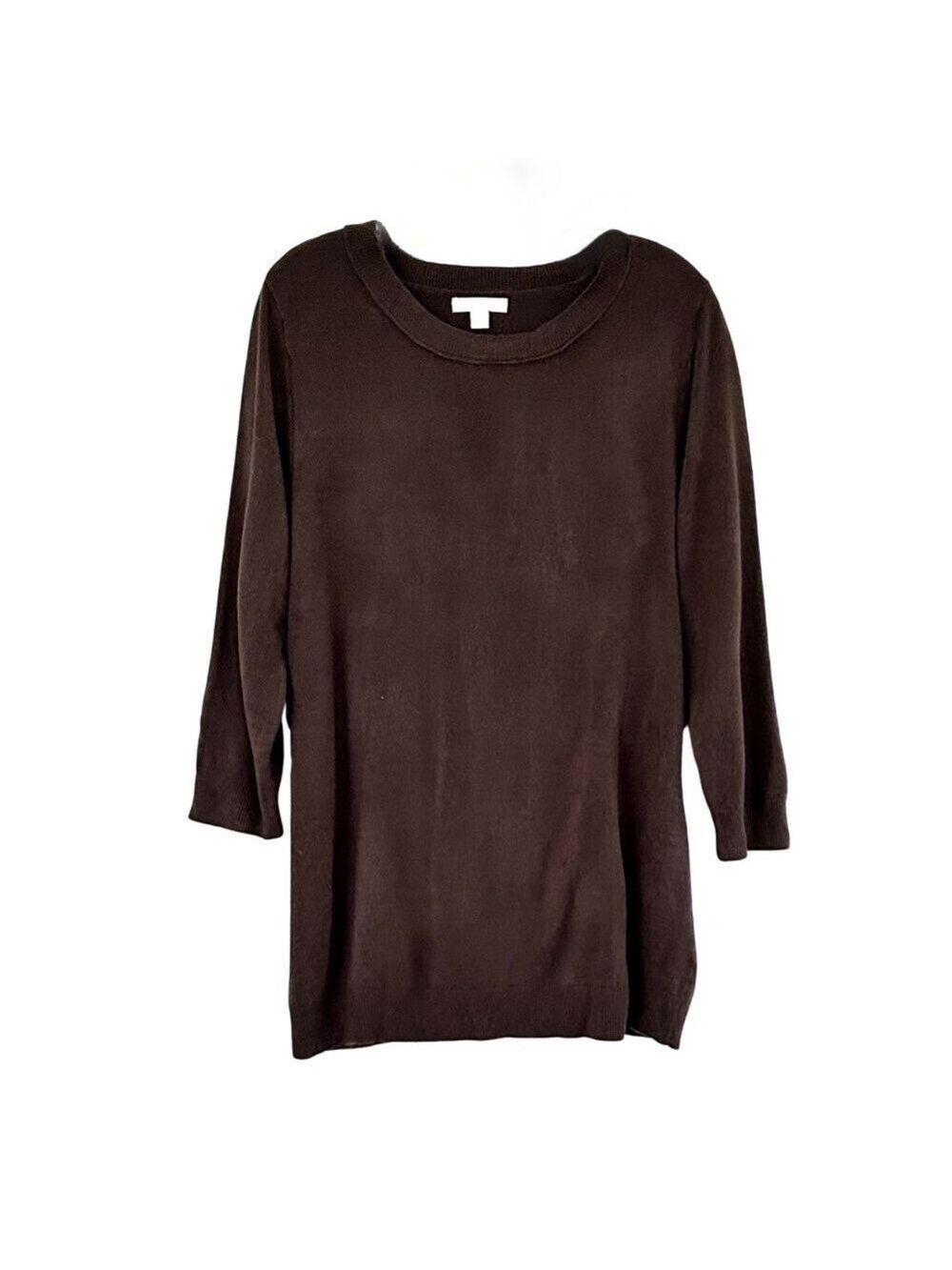 New York & Company 3/4 Sleeve Crew Neck Acrylic Sweater